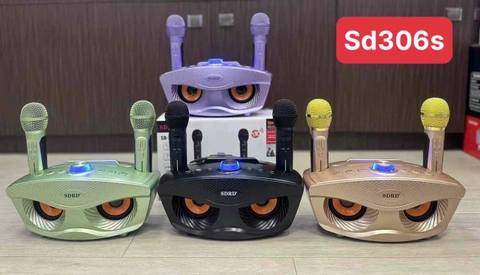 Loa bluetooth karaoke mắt cú SD-306S kèm 2 mic không dây siêu hay [BH 6 tháng]