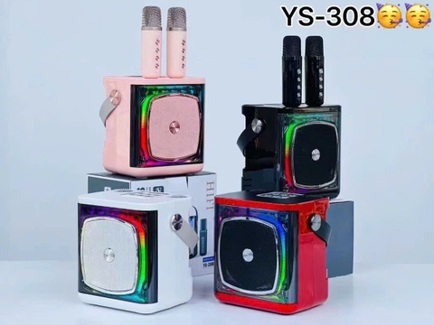 Loa bluetooth karaoke YOSD YS-308 mẫu loa vuông để bàn có đèn led kèm 2 micro không dây siêu hay