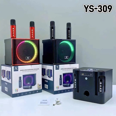 Loa bluetooth karaoke YOSD YS-309 loa có đèn led mẫu loa để bàn kèm 2 micro không dây siêu hay