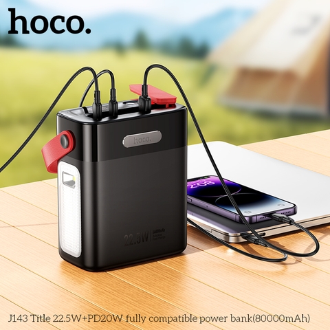 Pin sạc nhanh 22.5w+PD20W HOCO J143 80.000mAh dự phòng kiêm đèn pin phát sáng chính hãng [BH 1 Năm]