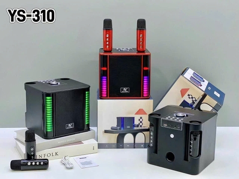 Loa bluetooth karaoke YOSD YS-310 loa có đèn led mẫu loa để bàn kèm 2 micro không dây siêu hay