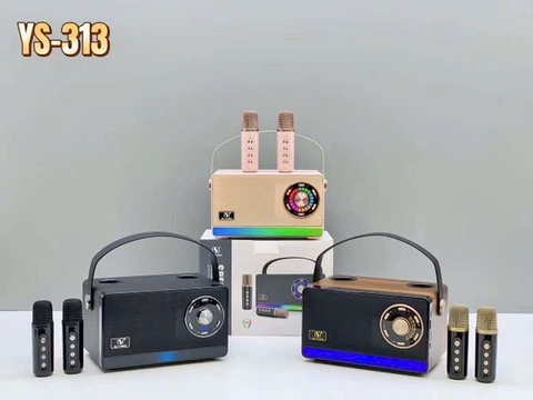 Loa bluetooth karaoke YOSD YS-313 mẫu loa cổ điển có quai xách kèm 2 micro không dây siêu hay