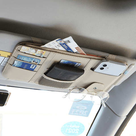 Túi da đa năng để giấy tờ xe, vật dụng cá nhân gắn trên miếng chống nắng cho xe hơi / pktn sale