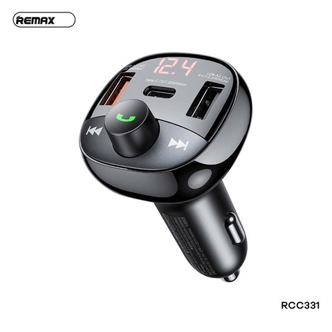 Cóc sạc nhanh xe hơi oto REMAX RCC-331 sạc nhanh 54.5w tẩu 3 cổng 2 usb 1 type c (2A+1C) TF/FM [BH 1 Năm]