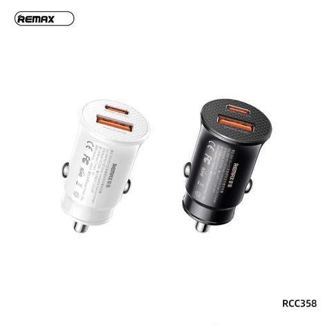 Cóc sạc nhanh xe hơi oto REMAX RCC-358 sạc nhanh 30w tẩu 2 cổng 1 usb 1 type c (1A+1C)[BH 1 Năm]