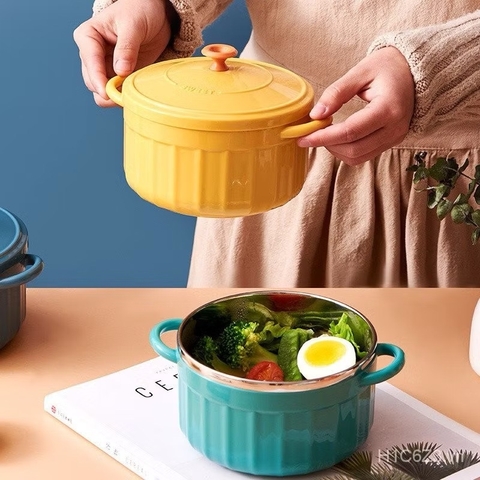 Ca, nồi úp mì có 2 quai cầm thiết kế nồi mini lồng inox chống nóng tiện lợi [BH: NONE]