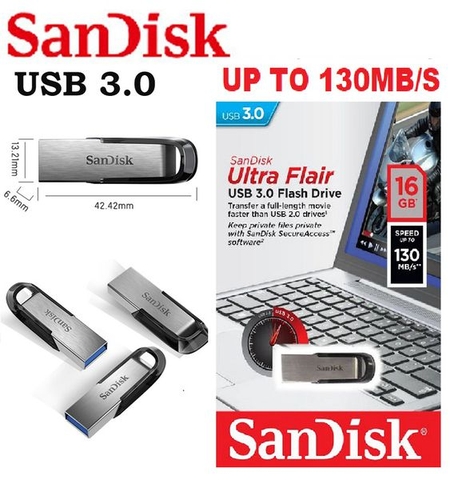 USB 3.0 SanDisk Ultra Flair CZ73 16GB chính hãng - Speed up to 130MB/s [BH 2 năm] / pktn sale
