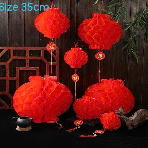 Combo 10 đèn lồng trái châu  size 35cm treo Tết, Trang trí, decor [BH: NONE]