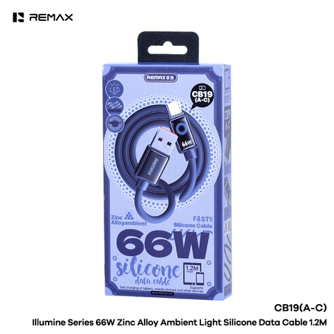 Cáp sạc nhanh 66w REMAX CB19 (A-C) cáp USB ra Type C dài 1m2 chính hãng