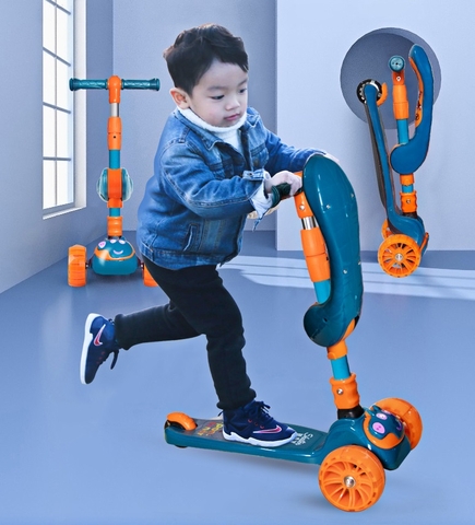 Xe Scooter, Xe Chòi Chân Cho Bé 3 In 1 Có Ghế Có Đèn Có Nhạc [BH: NONE]