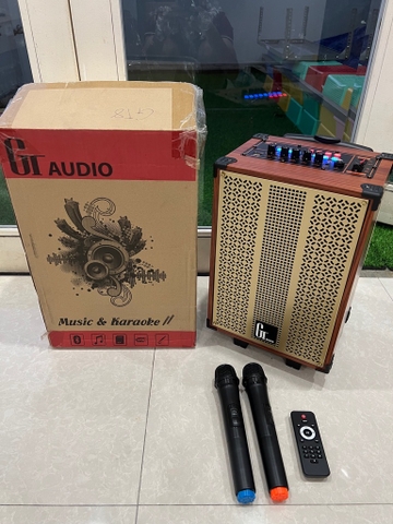Loa kéo GT8 hát karaoke kèm 2 micro không dây, kích thước 37x20x30 bass 2 tấc, nặng 5kg [BH 6 tháng]