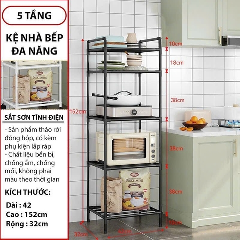 Kệ sắt 5 tầng sơn tĩnh điện đựng đồ dùng đa năng [BH: NONE]