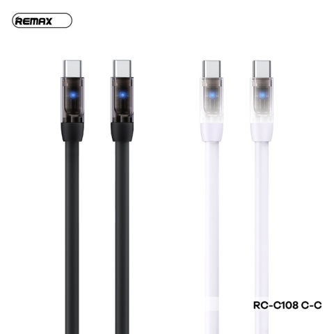 Cáp Remax rc-c108 Type C to Type C (C-C) 100W 1,2m tích hợp đèn chính hãng [BH 1 năm]