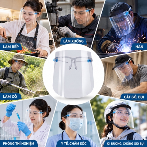 Xả- Kính chống dầu bắn khi làm bếp, chắn bụi, gió khi đi đường, chống dịch đa công dụng