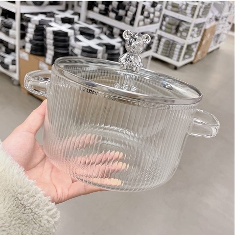 Nồi thuỷ tinh nắp có hình Gấu siêu đẹp 1.7l [BH: None]