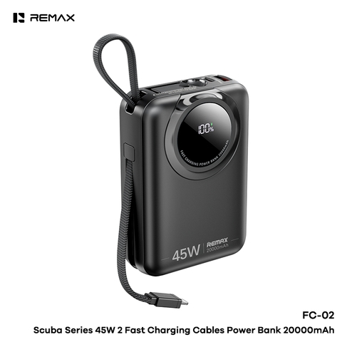 Pin sạc dự phòng REMAX FC-02 20.000mAh sạc nhanh 45w kèm cáp sạc liền pin siêu tiện lợi