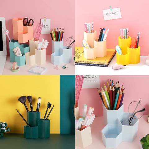 Hộp đựng bút viết 3 ngăn hình tổ ong siêu xinh cho bé / pktn sale