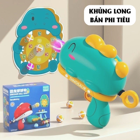Đồ chơi súng bắn bóng dính cho bé phi tiêu hình Khủng Long [BH: NONE]