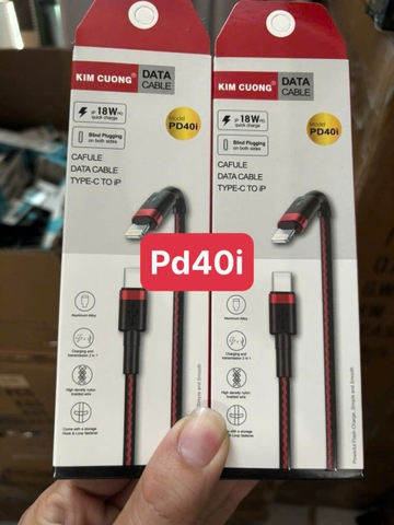 Cáp sạc nhanh 18w Kim Cương PD40i cáp Type C ra Iphone chính hãng