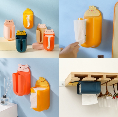 Hộp đựng khăn giấy rút nhiều hình con vật ngộ nghĩnh dán tường [BH:NONE] / pktn sale