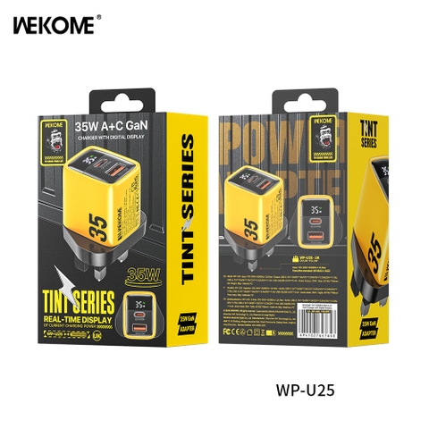 Cóc sạc nhanh 35W Wekome WP-U25 US 2 cổng ( 1 cổng USB QC3.0+ 1 cổng Type C PD35W) chính hãng [BH: 1 NĂM]