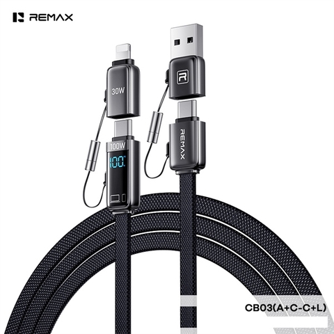 Cáp sạc REMAX CB03 [A+C-C+L] Cáp 2 ra 2 đầu A+C>C+L 100W dài 1m2 chính hãng