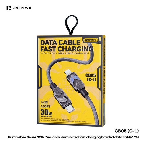 Cáp sạc nhanh 30w REMAX CB05 C-L cáp Type C ra Iphone chất liệu hợp kim có đèn led siêu đẹp
