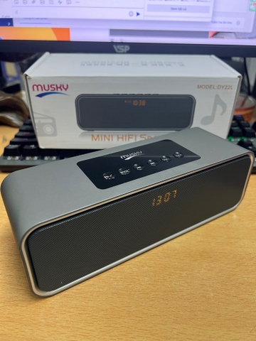 Loa bluetooth MUSKY DY22L mẫu loa dài siêu đẹp kèm đèn led hiển thị đồng hồ [BH 3 Tháng]