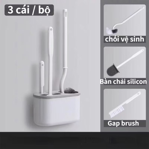 Set 3 chổi vệ sinh bồn cầu, toilet  3in1 tiện lợi [BH: NONE]