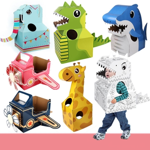 Mô hình Bìa carton hóa trang hình thú, khủng long cho bé - MẪU VỀ NGẪU NHIÊN [BH: NONE]
