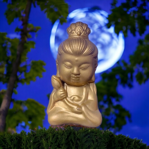 Tượng phật cầm hoa sen size 8cm trang trí xe hơi, tiểu cảnh [BH: NONE] / pktn sale