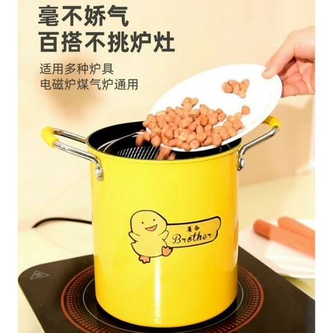 Nồi Chiên Ngập Dầu Mini Vịt Vàng 18cm (Kèm Rổ Inox) [BH 1 tuần] / pktn sale