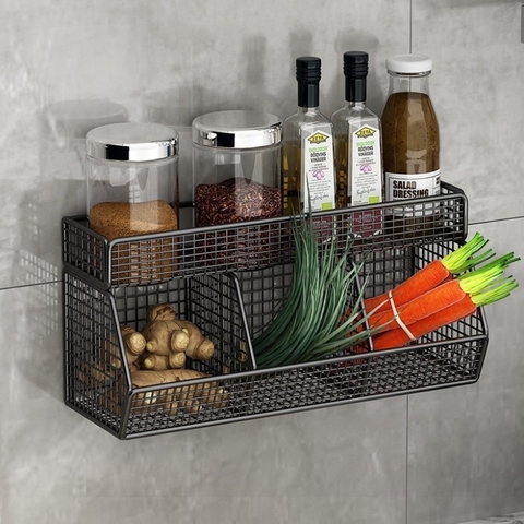 Kệ đựng gia vị, rổ lưới gia vị 3 hộc 2 tầng [BH: NONE]