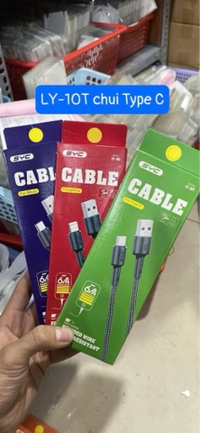 Cáp sạc nhanh 6A SYC LY-10t Type C (usb ra Type C; a-c) dây dù chính hãng [BH: 1 NĂM]