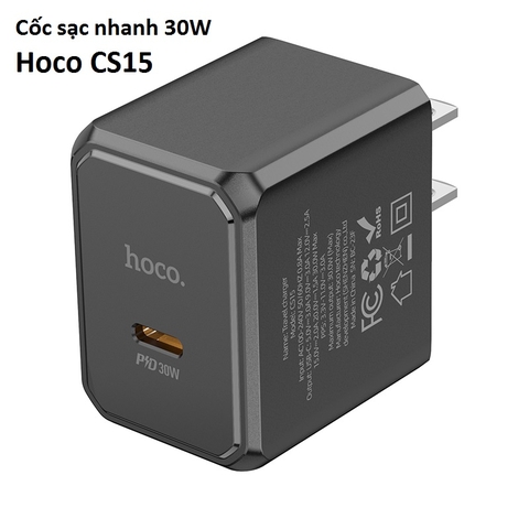 Cóc sạc nhanh 30W HOCO CS15 (1 cổng type-c) Chính Hãng [BH 1 NĂM]