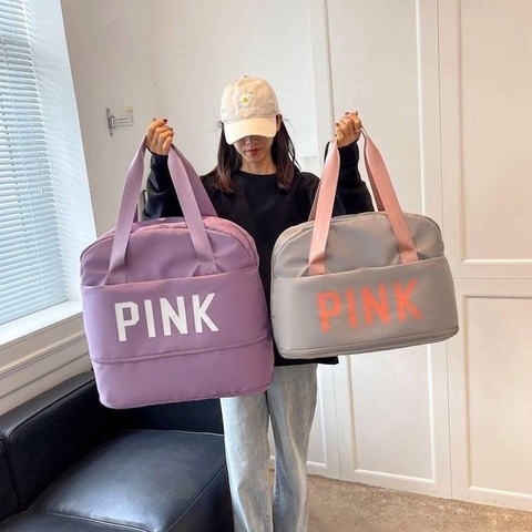 Túi đựng quần áo, đựng đồ du lịch PINK  gấp gọn 2 tầng cỡ Lớn - màu ngẫu nhiên theo lô [BH: None]