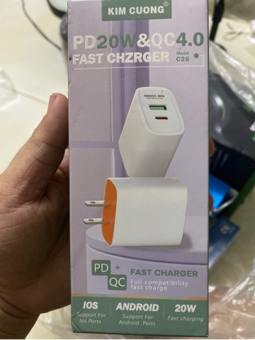 Cóc kim cương sạc nhanh Pd20W+ QC4.0 C26 2 cổng (1 Type c+ 1 uúbA)