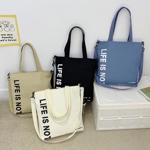 Túi vải đeo chéo, túi xách Life is not a problem thời trang [BH: None] 1l1c9