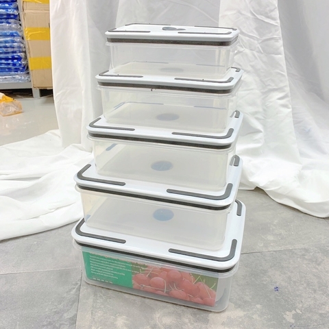 Bộ 5 Hộp Nhựa TN5 Đủ Size Đựng Thực Phẩm, có nắp gài bảo quản trong Tủ Lạnh [BH: NONE]
