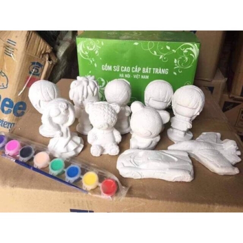 HỘP 10 TƯỢNG THẠCH CAO KÈM CỌ VÀ 8 MÀU CHO BÉ, HÌNH NGẪU NHIÊN tô tượng [BH: NONE]