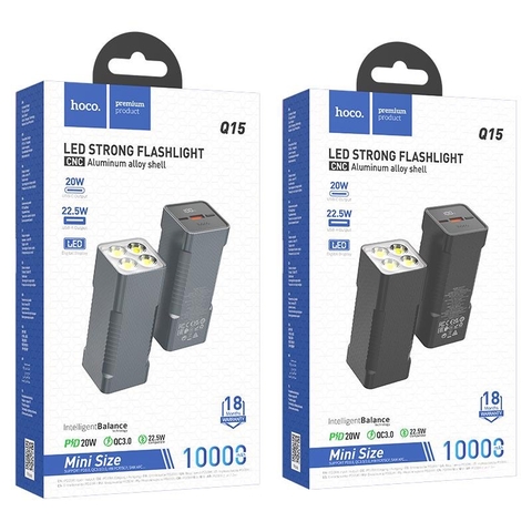 Pin dự phòng sạc nhanh Hoco Q15 10.000mAh có đèn pin chính hãng [BH: 3Thang]