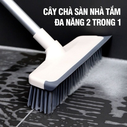 Bàn chải gạt nước, chà sàn trắng xám cán chổi cây dài vệ sinh nhà tắm