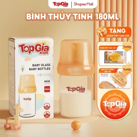Bình sữa 180ml thuỷ tinh cao cấp Top Gia [BH: None]