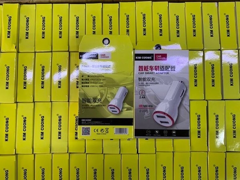 Cóc sạc nhanh xe hơi 2 cổng usb 2.4A Kim Cương K22X chính hãng có led [BH 6 tháng]