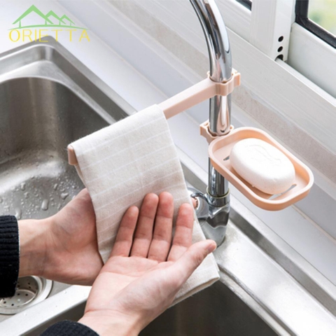 Giá treo khăn và xà phòng 2 in 1 gắn vòi nước tiện lợi cho nhà bếp phòng tắm (None) @2GN0,6 (jklc)