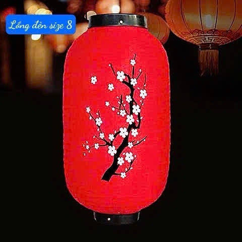 Lồng đèn hoa đào phong cách nhật size 8, decor trang trí tết, quán ăn [BH: NONE]