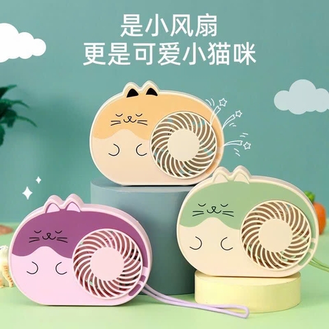 Quạt để bàn mini ZB131 hình chú mèo nằm ngủ siêu dễ thương cho bé [Bh 1 Tuần]