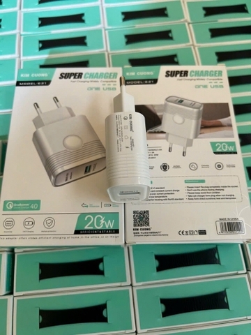 Cóc sạc nhanh 20w Kim Cương 621 cóc 1 cổng USB chính hãng