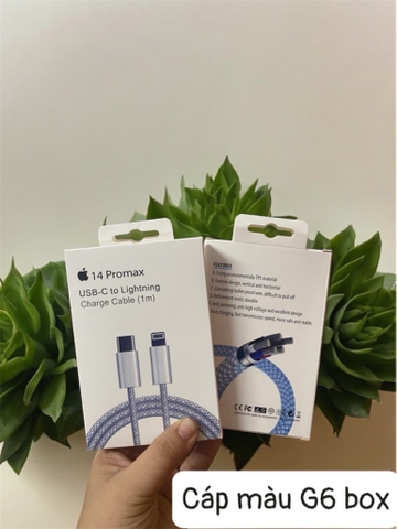 Cáp sạc nhanh 20w dây dù 14promax mã G6 [FULLBOX] nhiều màu (c-l) type c ra iphone lightning 30W  BH 6 tháng]