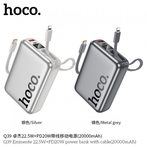 Pin sạc nhanh 22.5w HOCO Q39 20.000mAh dự phòng chính hãng kèm cáp liền pin QC3.0 PD 20w [BH 1 năm]